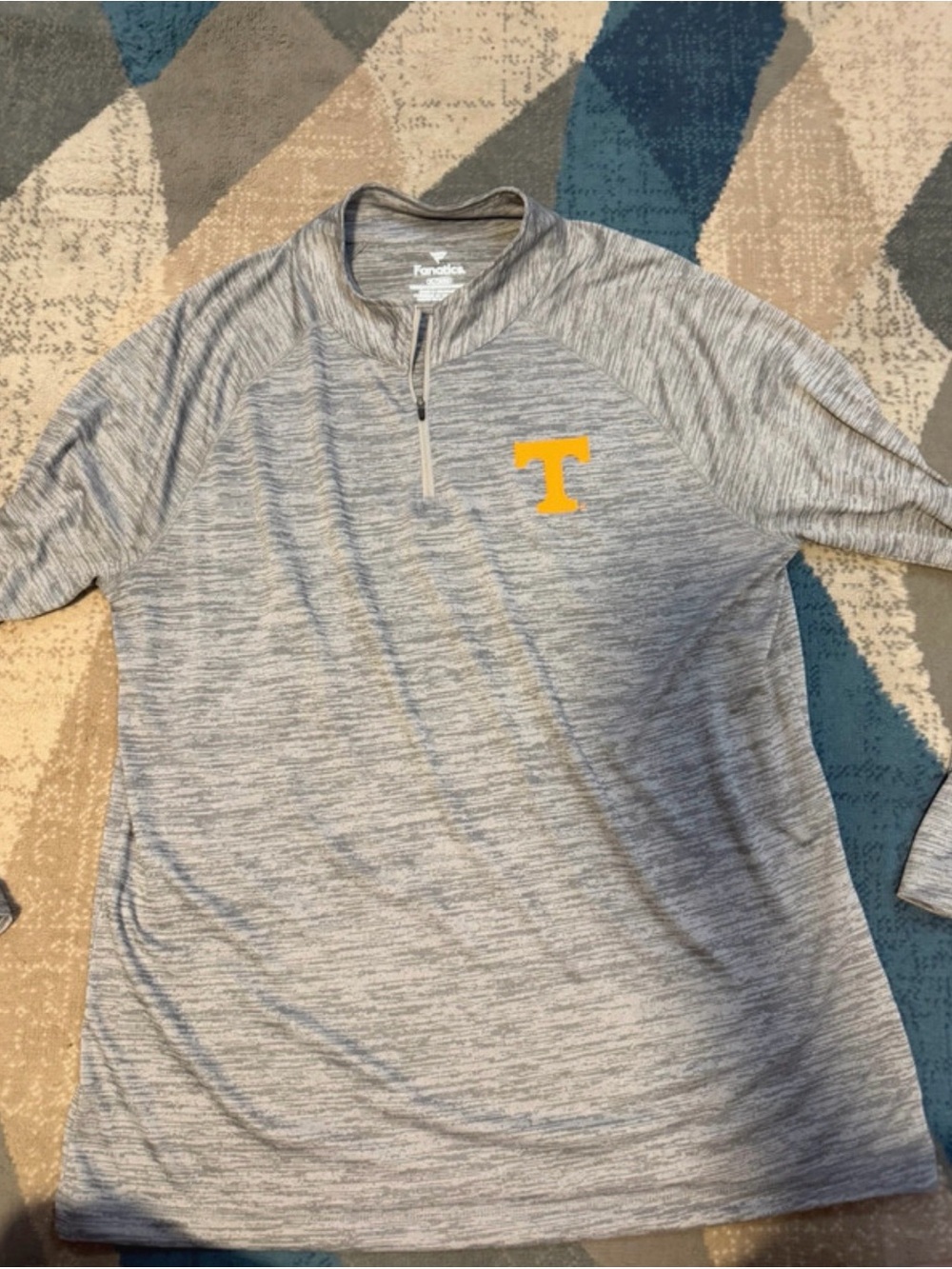 Fanatics Heather Gray Quarter-Zip Pullover with Orange T Logo